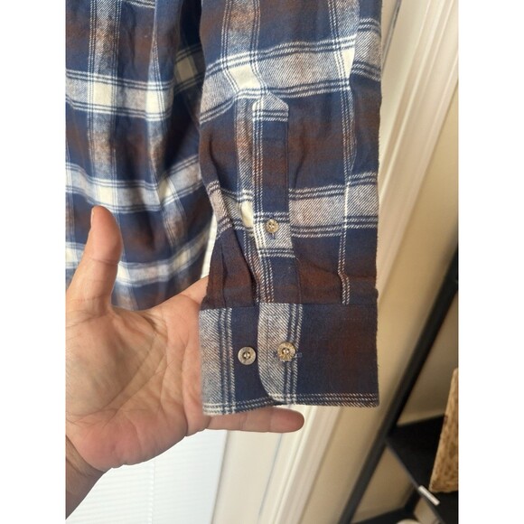 Lacoste Shirt Men 40 Regular Fit Blue Brown Plaid Flannel Cabin Country - Picture 6 of 9